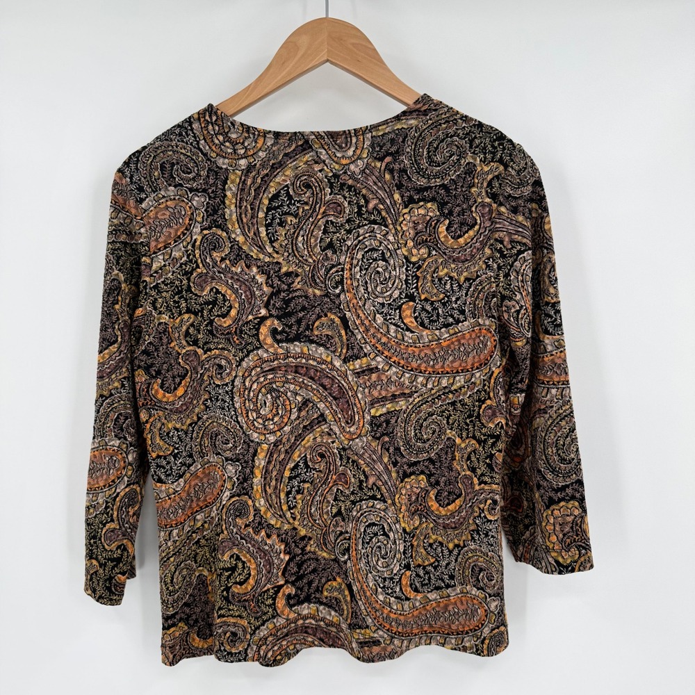 Laura Ashley Y2K Paisley Orange/Brown 3/4 Sleeve Blouse Women's Sz Small - Picture 6 of 10